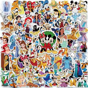 Pack 50 Sticker Dibujos Animados Princesas Stich Mickey