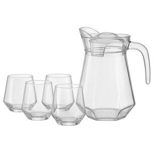 Set Jarra Vidrio Con 4 Vasos 1400ml 330ml Menaje Mesa