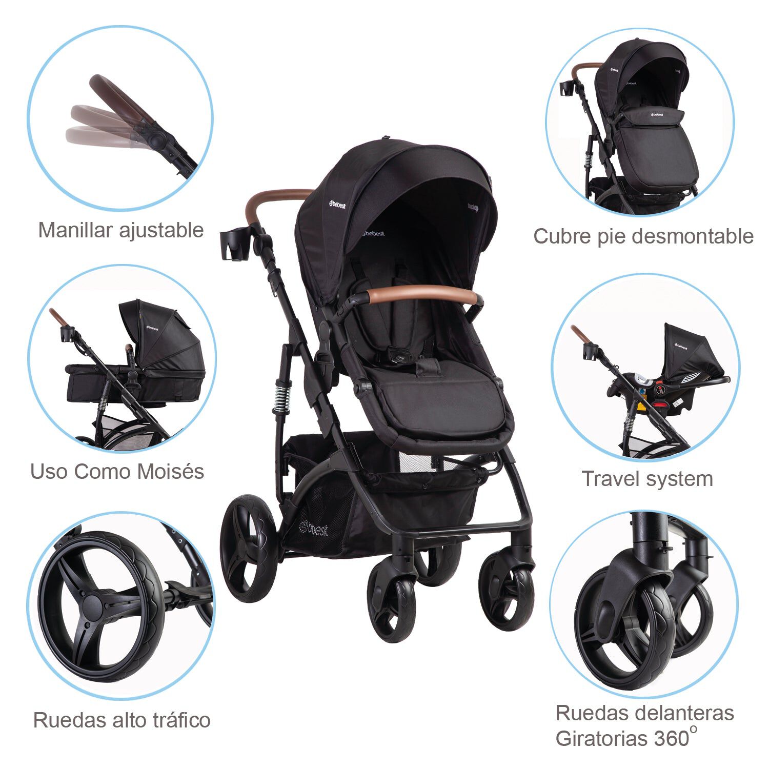 Coche Cuna Travel System Quest Lx Negro Bebesit image number 13.0
