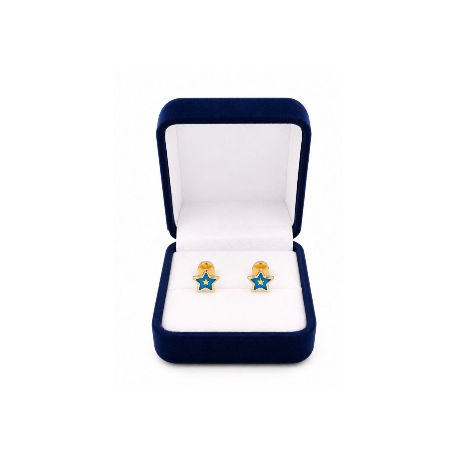 Aros Abridores Estrella Colores 5mm Oro 14k Beb&eacute; Ni&ntilde;a Azul image number 3.0