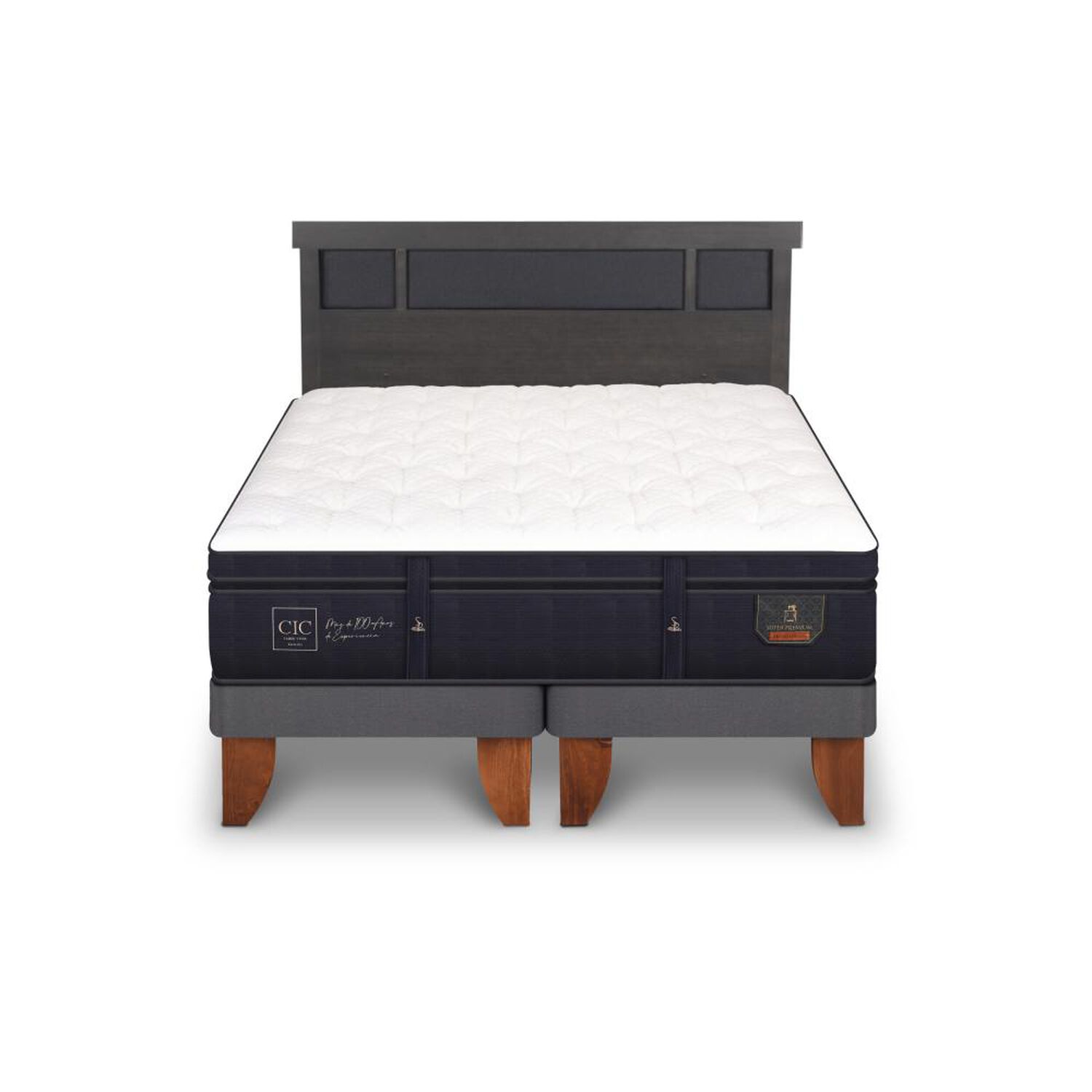 Cama Europea Cic Super Premium / 2 Plazas / Base Dividida + Respaldo image number 0.0