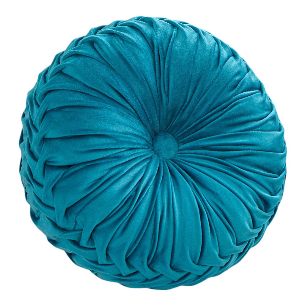 Cojin Redondo De Terciopelo Decorativo Elegante 37cm Turquesa Crt-8 image number 0.0