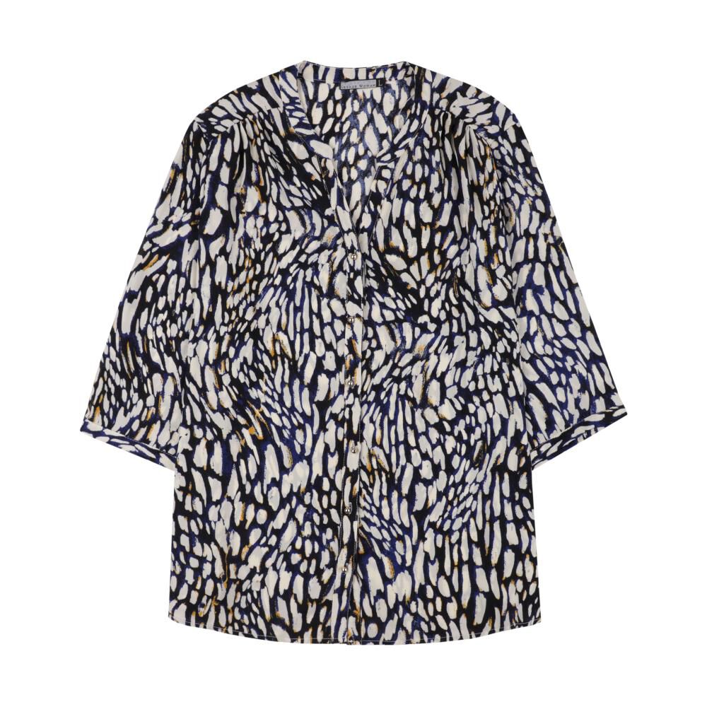 Blusa Full Print Manga 3/4 Roll Up Cuello Mao Mujer Lesage image number 1.0
