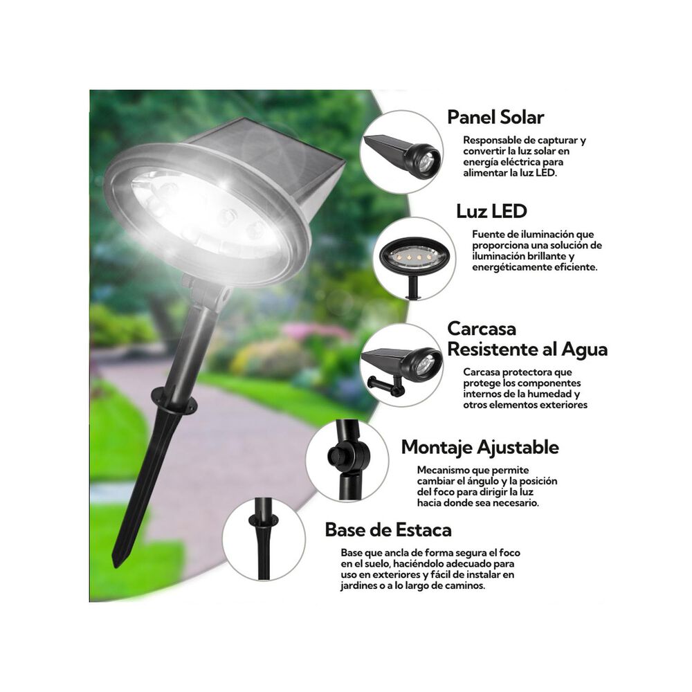Pack 4 Foco Estaca Para Exterior Led Solar Contra Agua image number 3.0