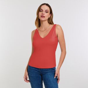 Polera Tipo Peto Liso Sin Manga Mujer Kimera