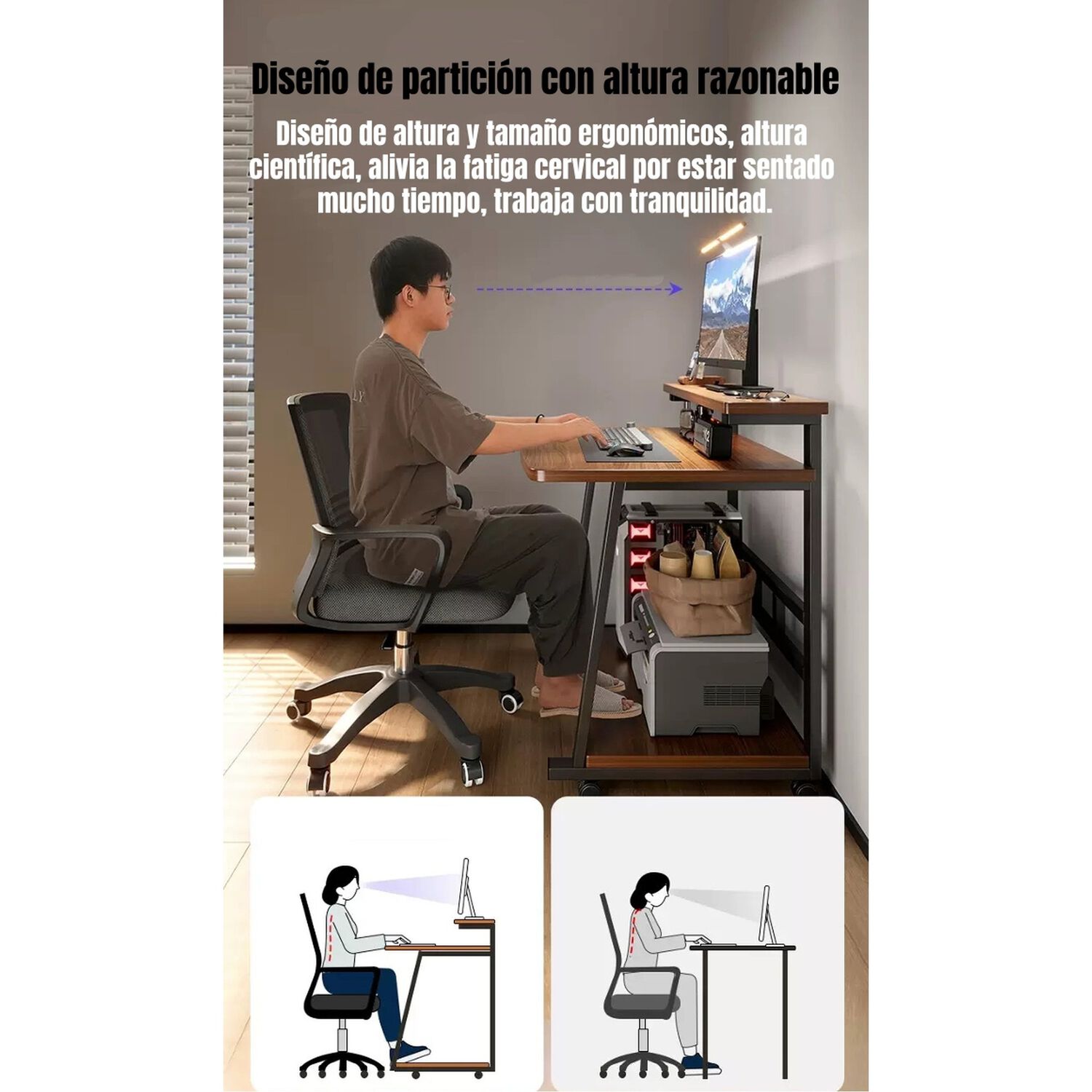 Escritorio M&oacute;vil Compacto Con Repisa 80x58x82cm Express image number 3.0