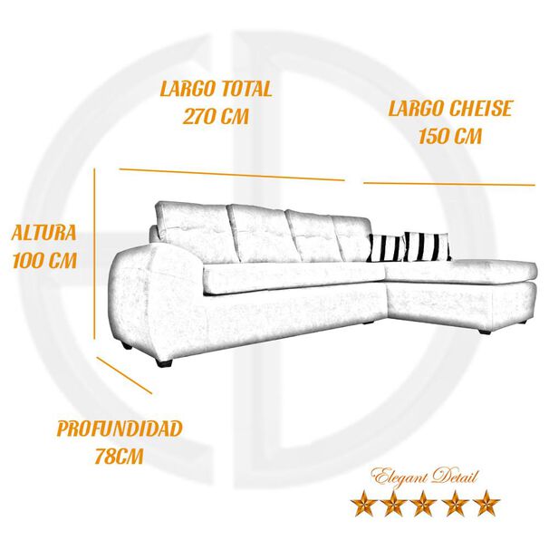 Sof&aacute; Seccional Elegant Detail Modular Izquierdo / 5 Cuerpos