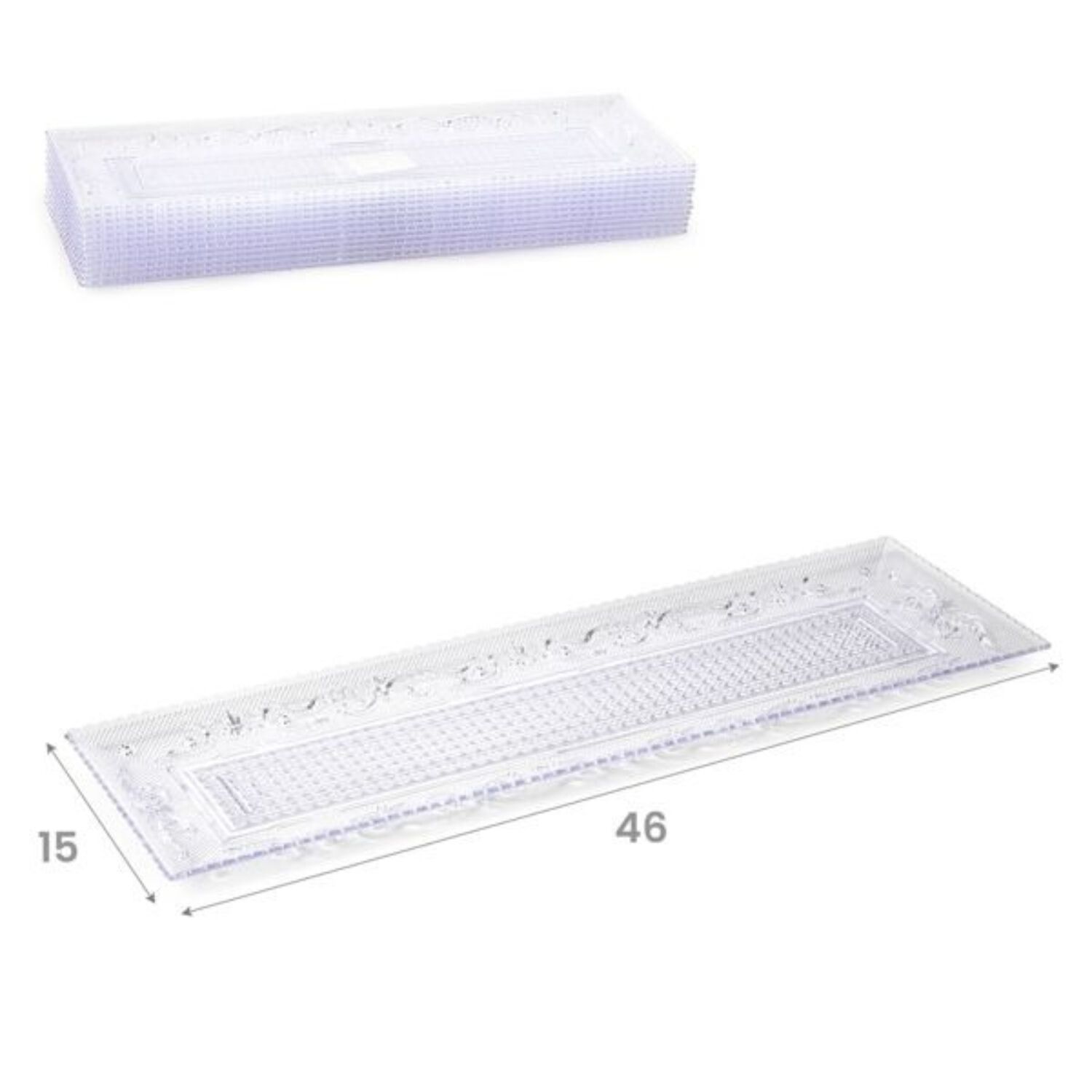 Bandeja Rectangular Crystal 15x46 Cm Transparente Plastico image number 0.0
