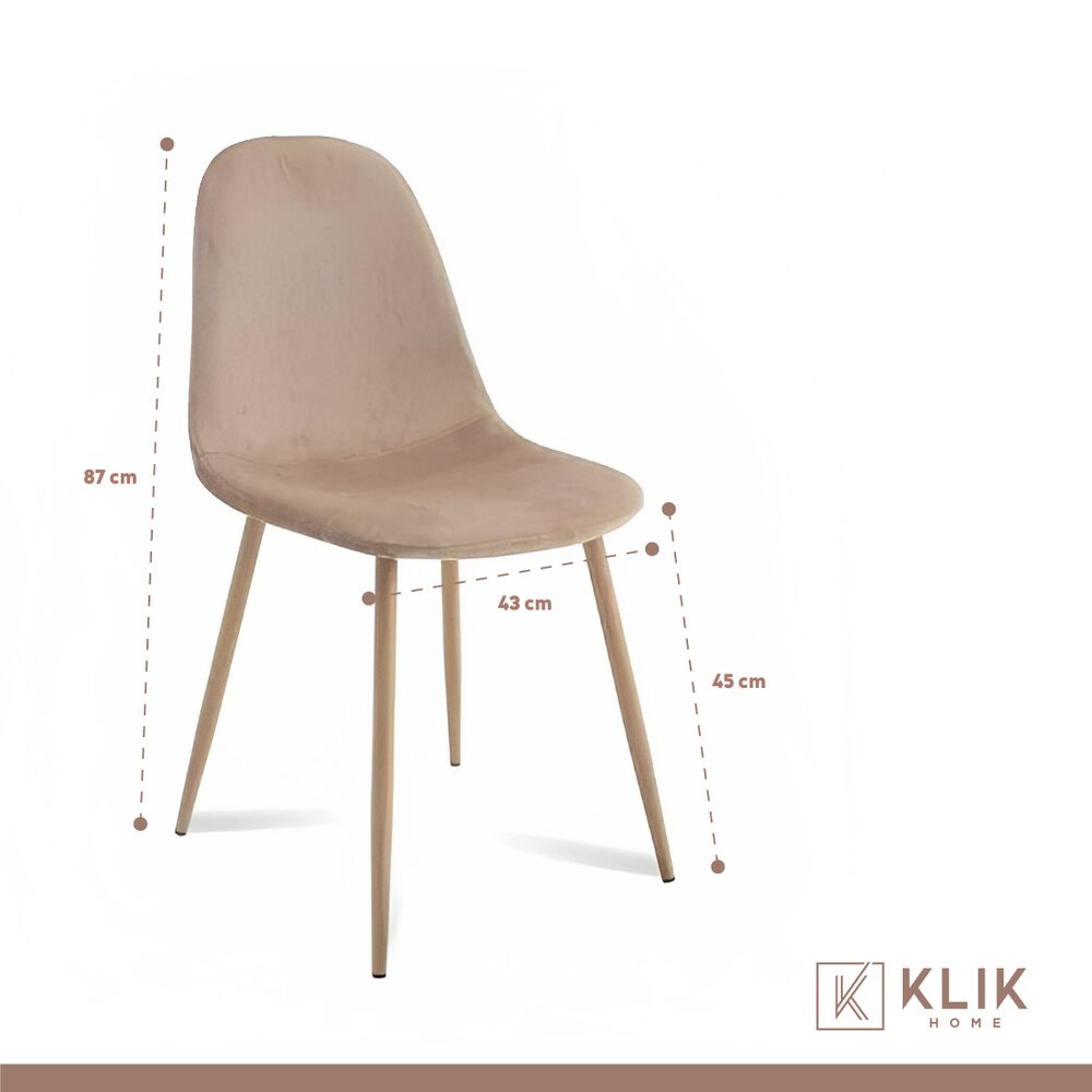 Comedor Mesa De Vidrio 120x80 + 6 Sillas Spoon Terciopelo Beige image number 5.0