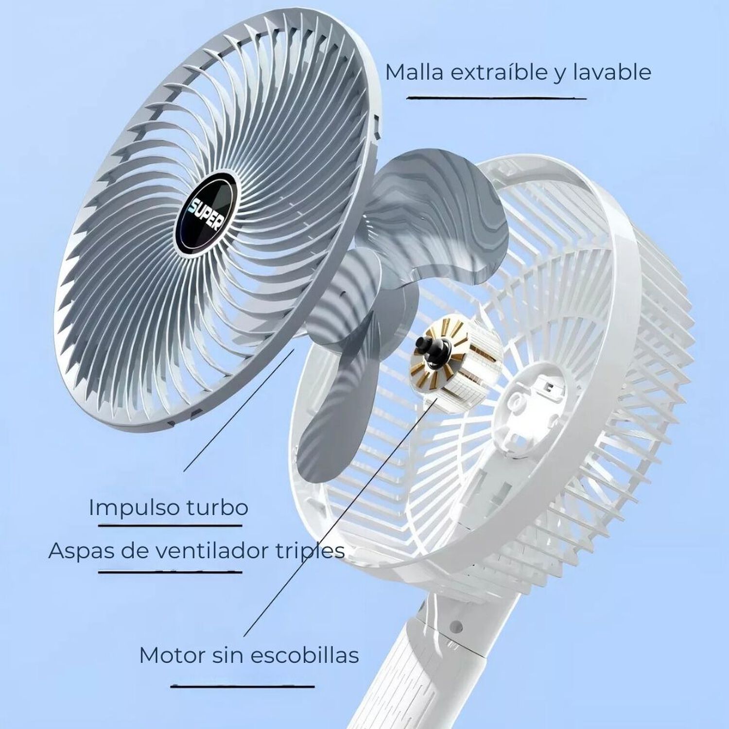 Ventilador De Escritorio Port&aacute;til Recargable 4 Modos De Uso Usb image number 6.0