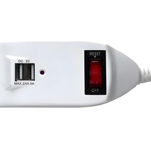 Alargador Zapatilla Con Switch 6 Posiciones 2 Usb- Cert. Sec