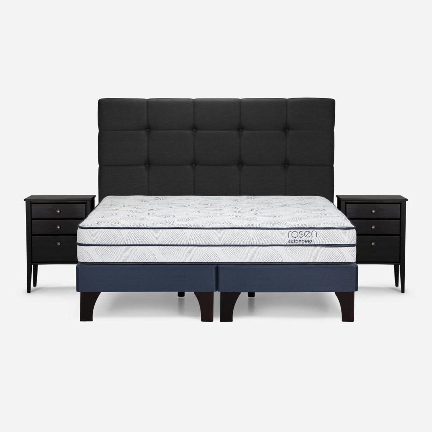 Cama Europea Rosen Autonomy Sky / 2 Plazas / Base Dividida + Set De Maderas Issey Grafito image number 0.0