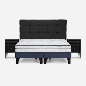 Cama Europea Rosen Autonomy Sky / 2 Plazas / Base Dividida + Set De Maderas Issey Grafito