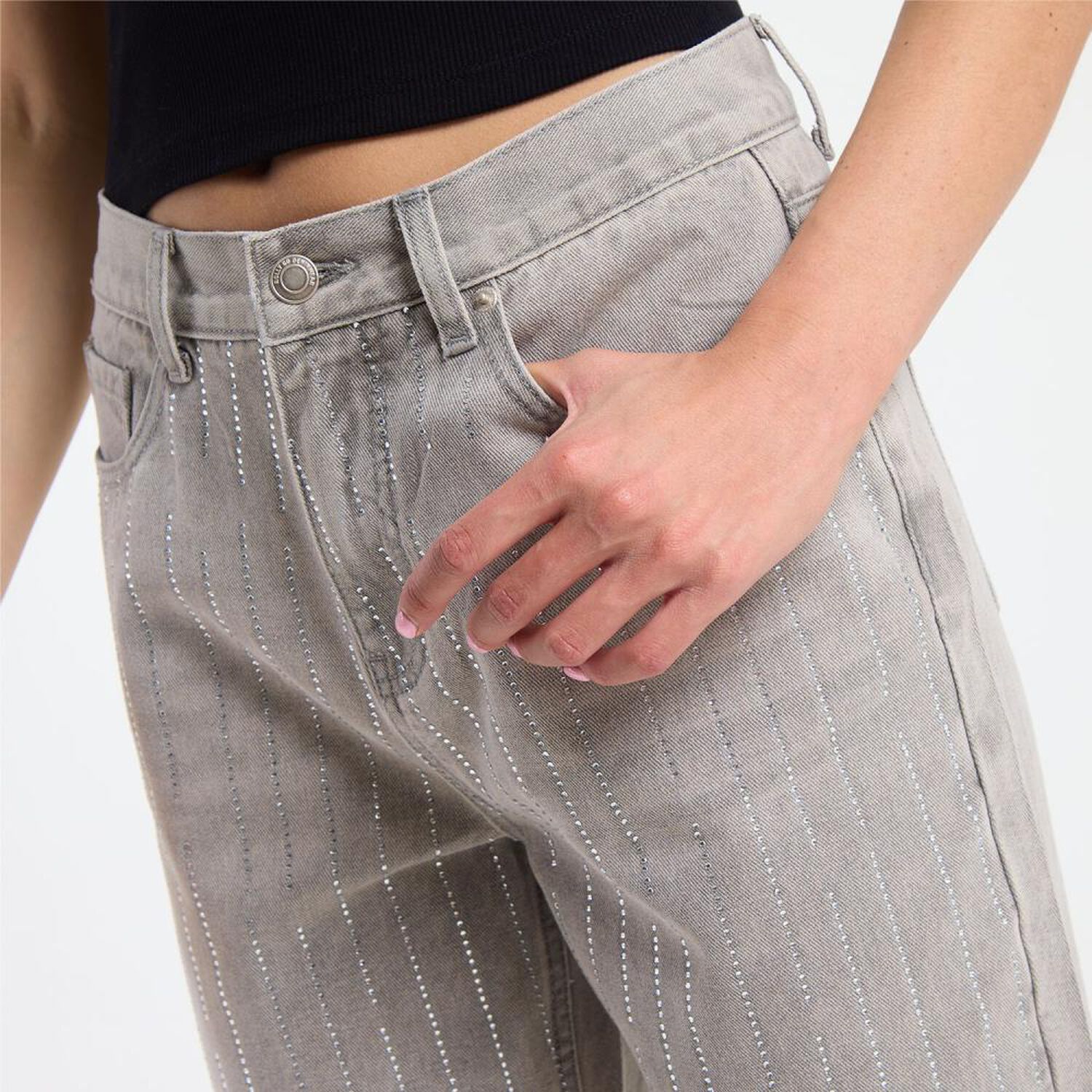 Jeans Lineas Y Brillos Tiro Medio Straight Mujer Rolly Go image number 4.0