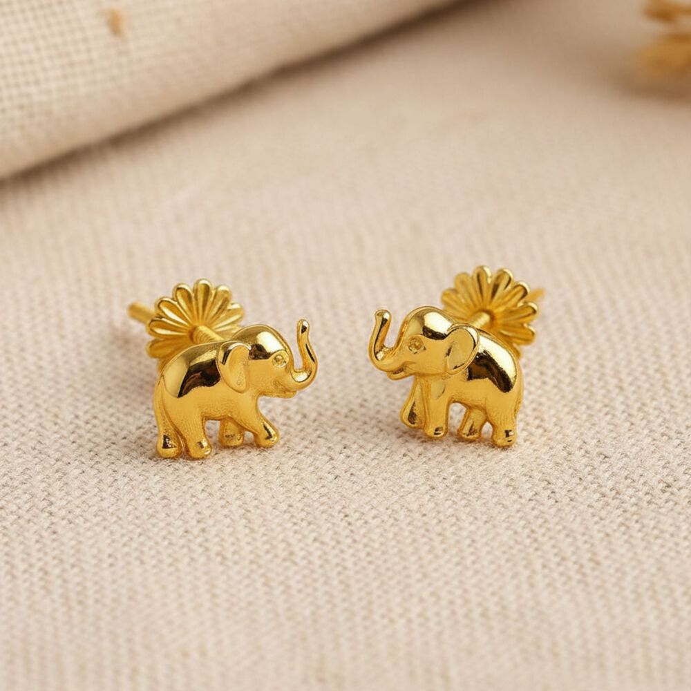 Aros Elefante Oro 18k 6mm Atornillados 0.90gr Ni&ntilde;a Juvenil Hipoalerg&eacute;nicos image number 1.0