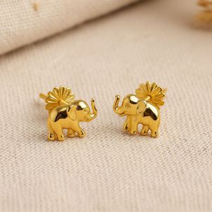 Aros Elefante Oro 18k 6mm Atornillados 0.90gr Ni&ntilde;a Juvenil Hipoalerg&eacute;nicos