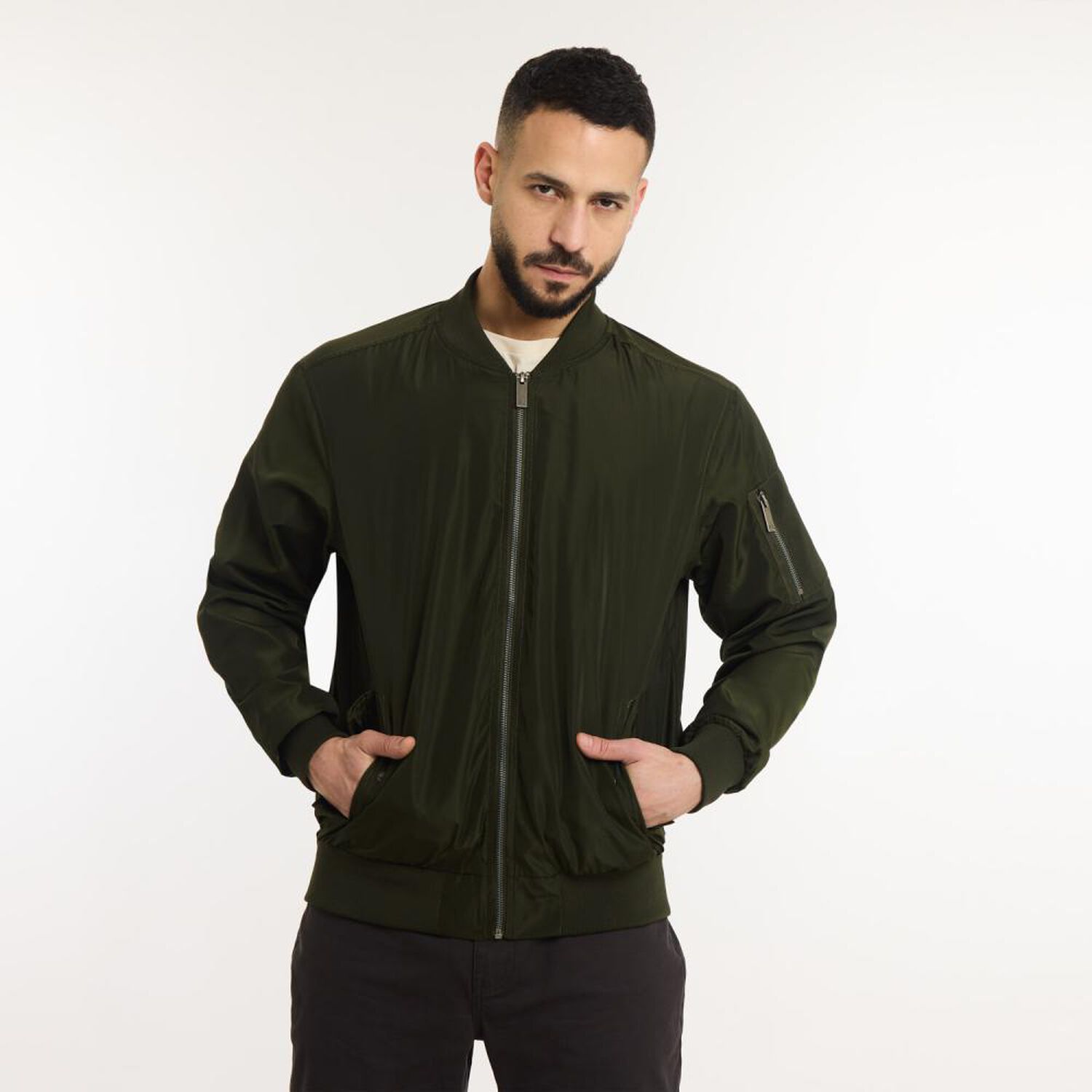 Chaqueta Bomber Slim Cuello Redondo Hombre Az Black image number 0.0