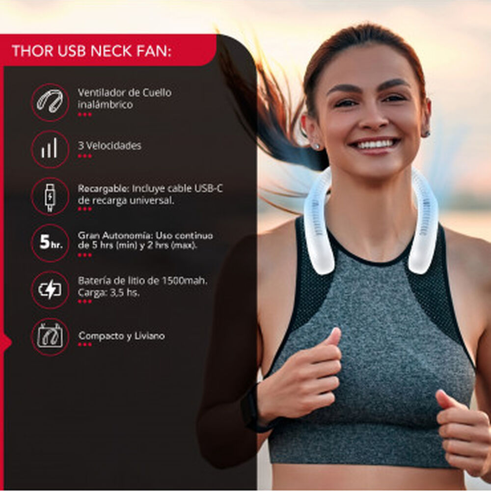 Ventilador Cuello Inalambrico Blanco Usb Thor Neck Fan White image number 1.0