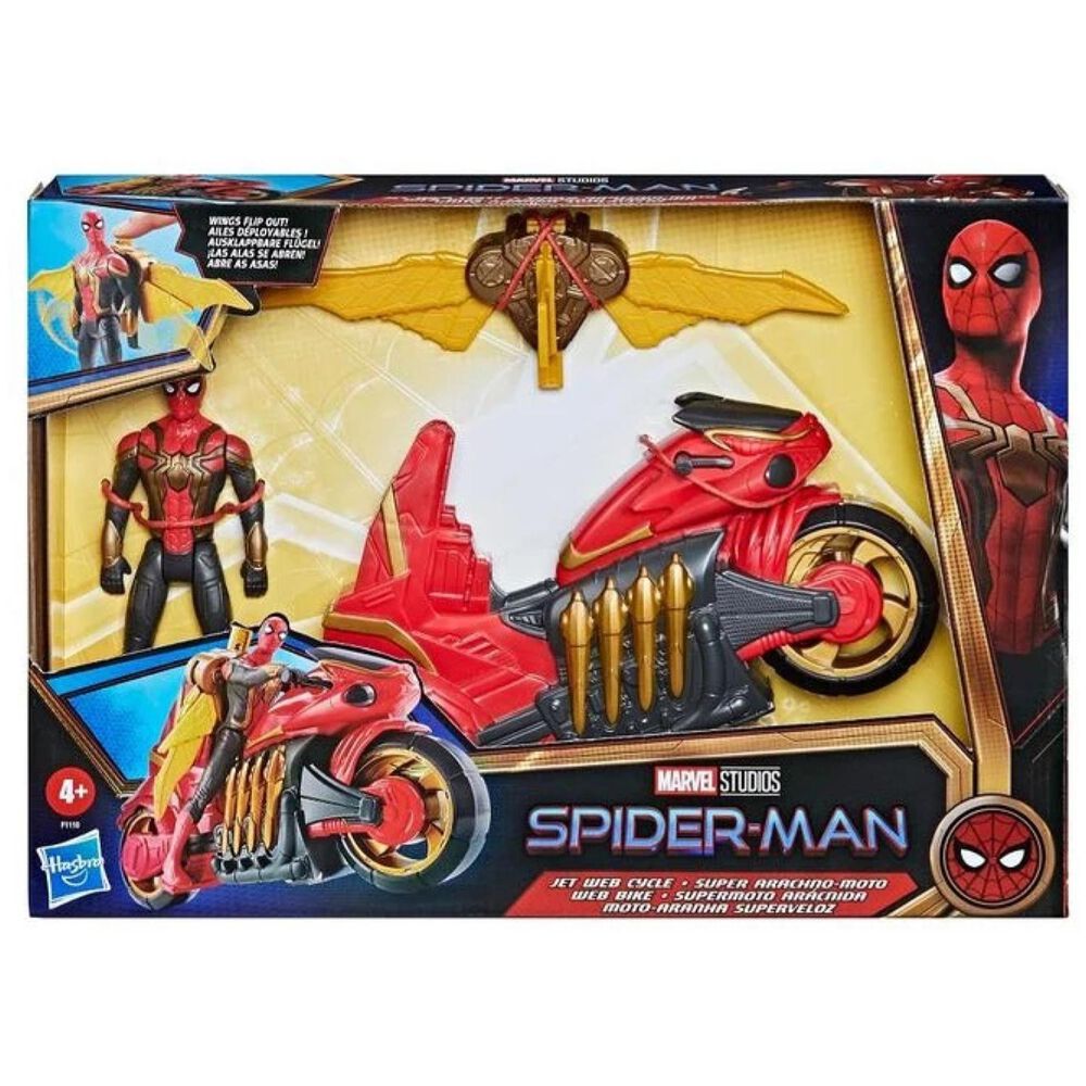 Juguete Figura De Accion Spider Man Aracnojet Y Moto Hasbro image number 2.0