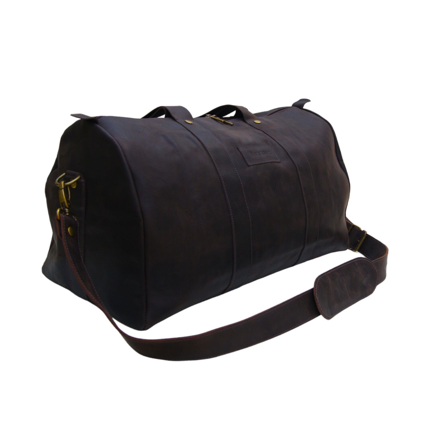 Bolso De Viaje De Cuero Cafe Oscuro image number 0.0