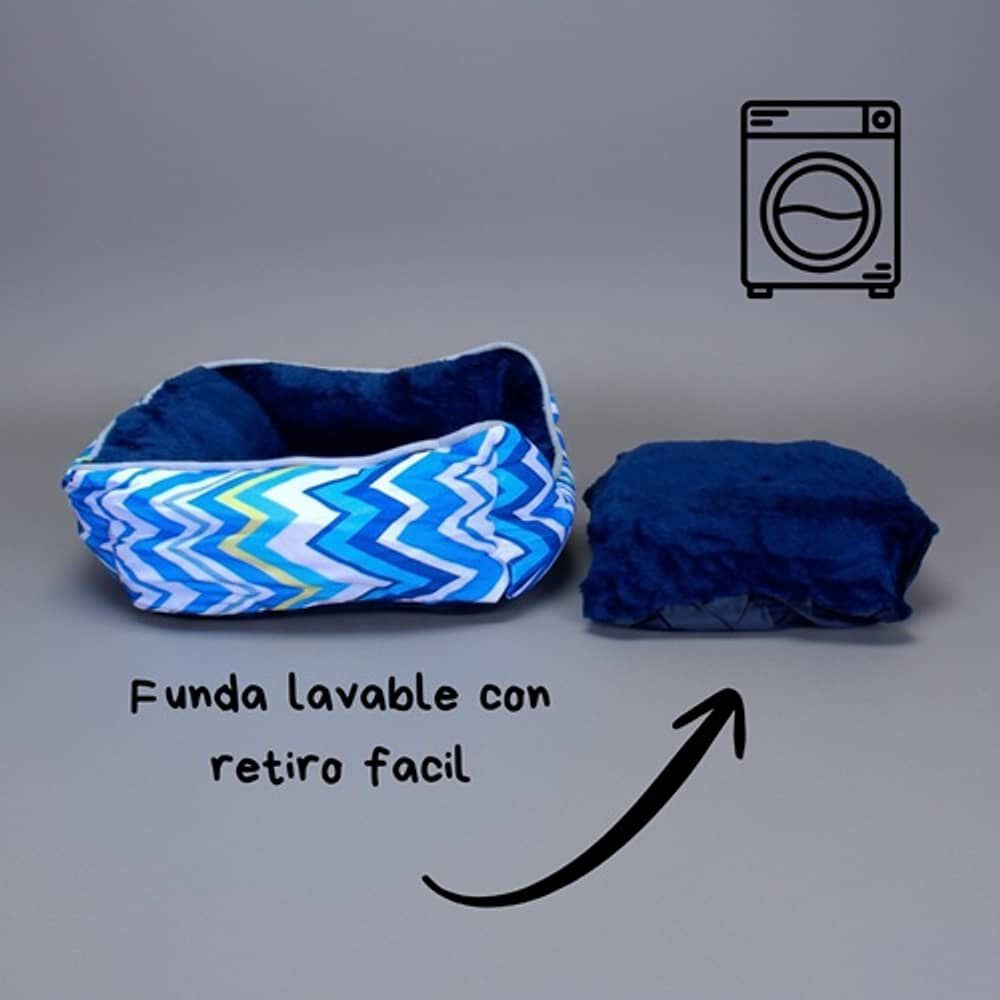Cama Para Mascotas Espuma - Talla L (tricolor Azul) image number 3.0
