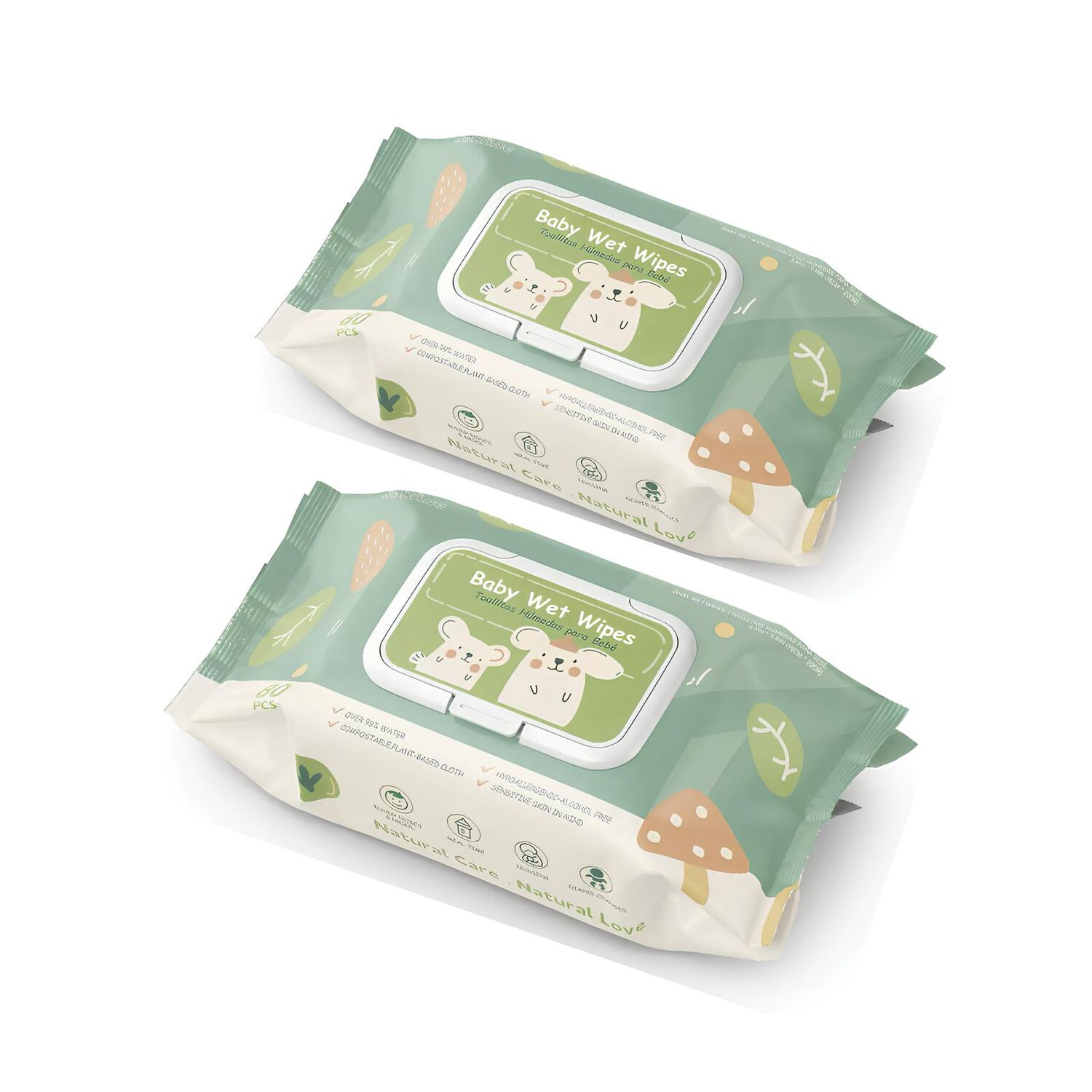 Toallitas H&uacute;medas Con Tapa Pack 2x80 Unidades Lubabycas image number 0.0