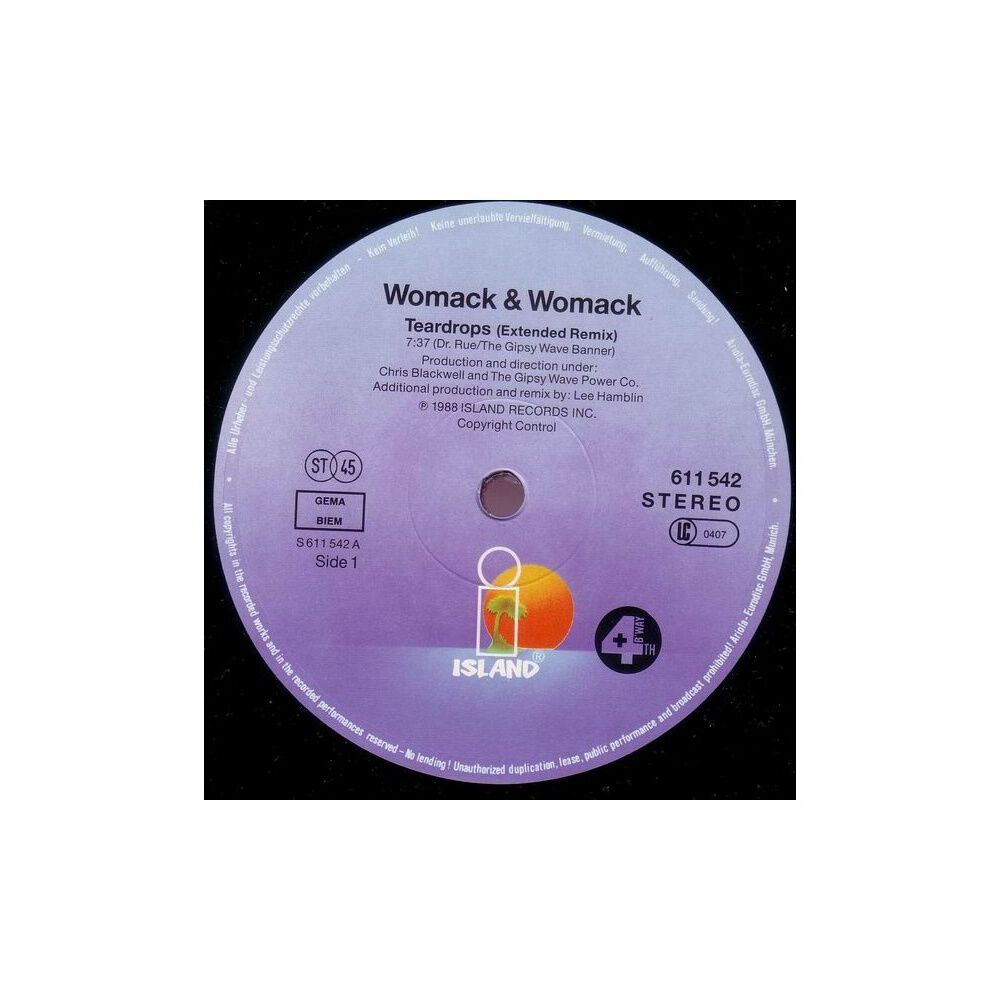 Womack & Womack - Teardrops | 12" Maxi Single Usado image number 2.0