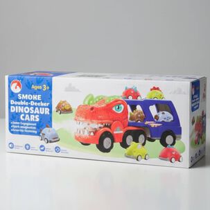 Cami&oacute;n Dinosaurio Con M&uacute;sica Luces Funci&oacute;n De Spray + 8 Mini Coches