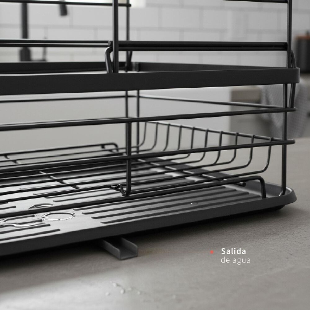 Secaplatos Escurridor 1 Nivel Acero Inox Negro Simplit image number 4.0
