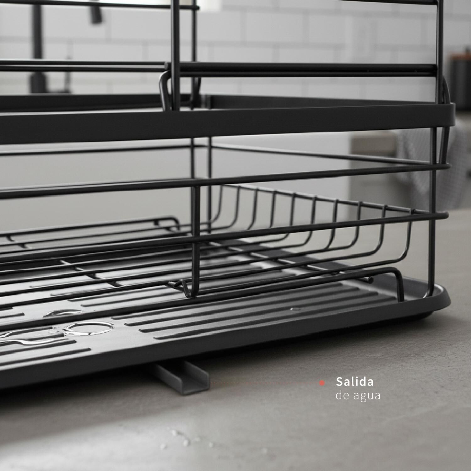 Secaplatos Escurridor 1 Nivel Acero Inox Negro Simplit image number 4.0