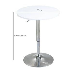 Mesa De Bar Altura Regulable 60 Cm Mdf Color Blanco