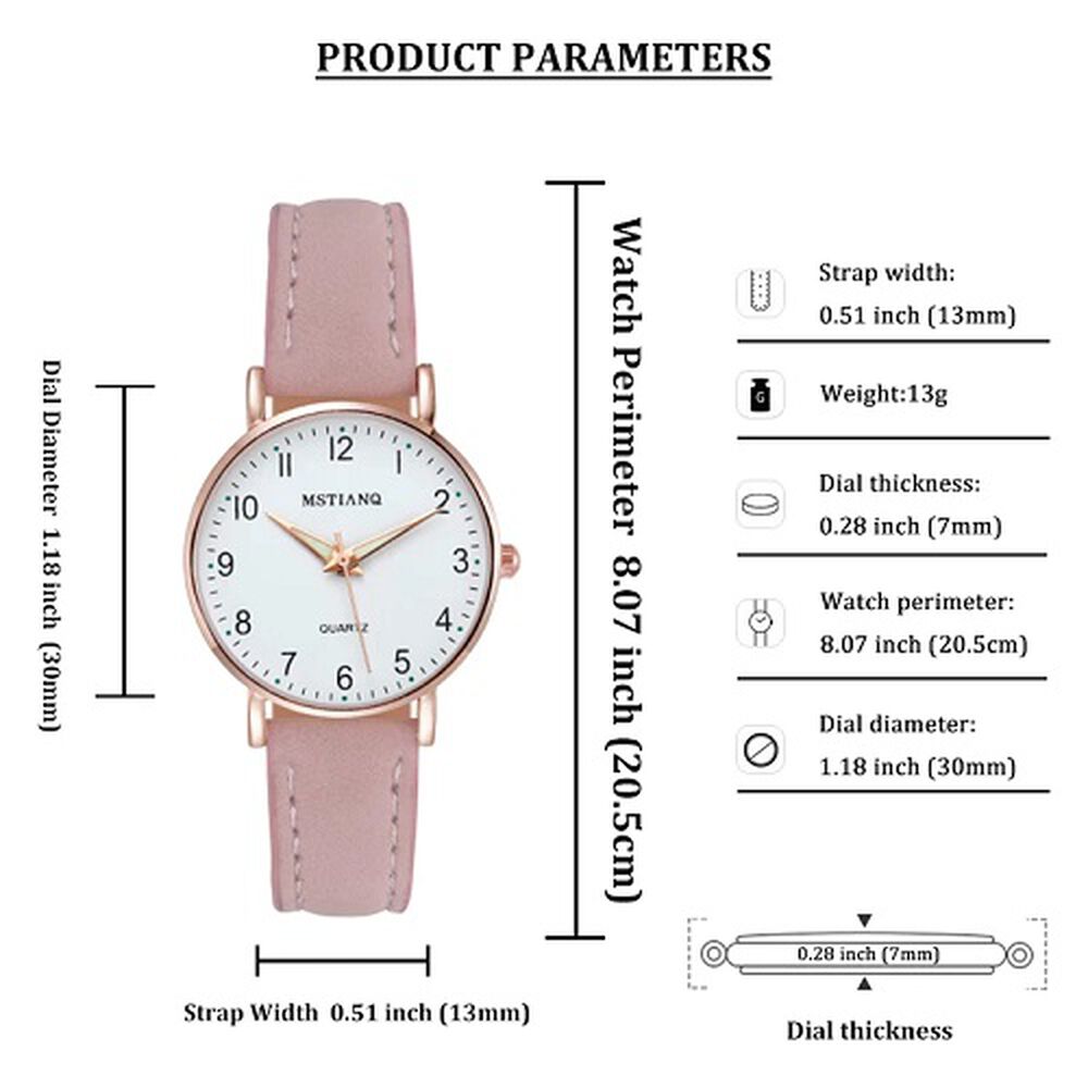 Reloj De Pulsera Dama Cuarzo Correa Cuero Analogo De Lujo image number 2.0