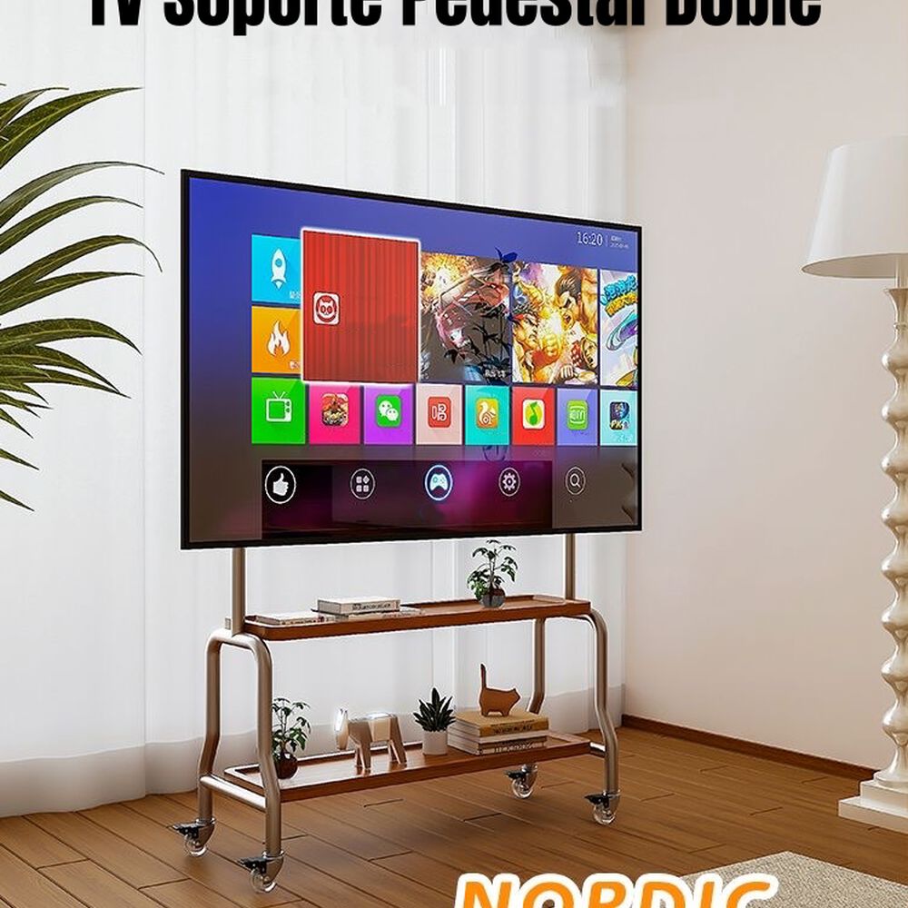 Soporte Tv Rack Pedestal 40-75 Ruedas Doble Almacenamiento image number 3.0