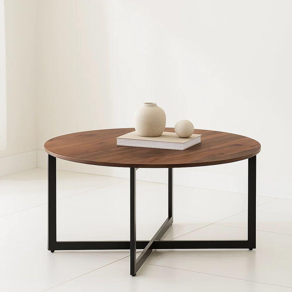 Mesa De Centro 80cm Redonda - Madera Oscura Walnut image number 1.0