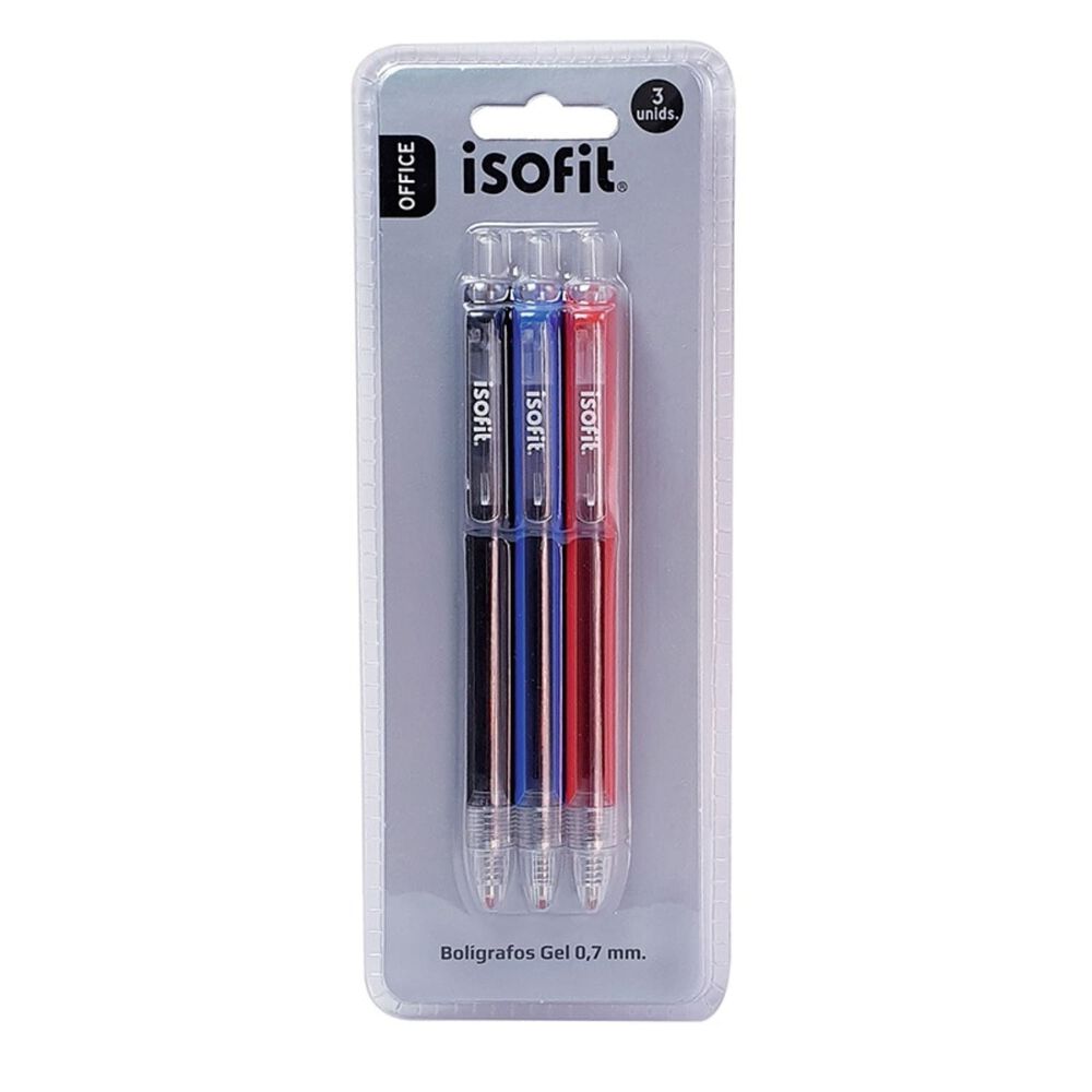 Bolígrafos Gel 0,7 Mm Neg/azu/roj Isofit image number 0.0