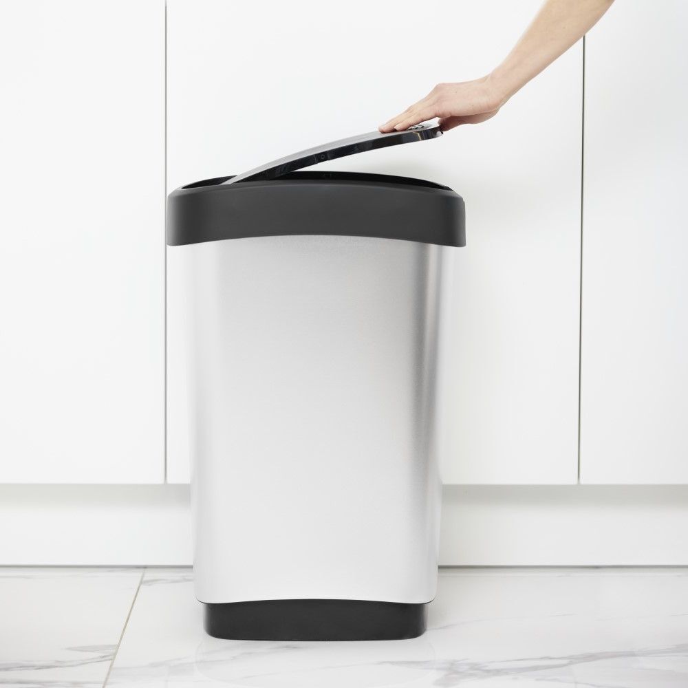 Basurero Twist Rotho Cromo 25 Litros image number 1.0