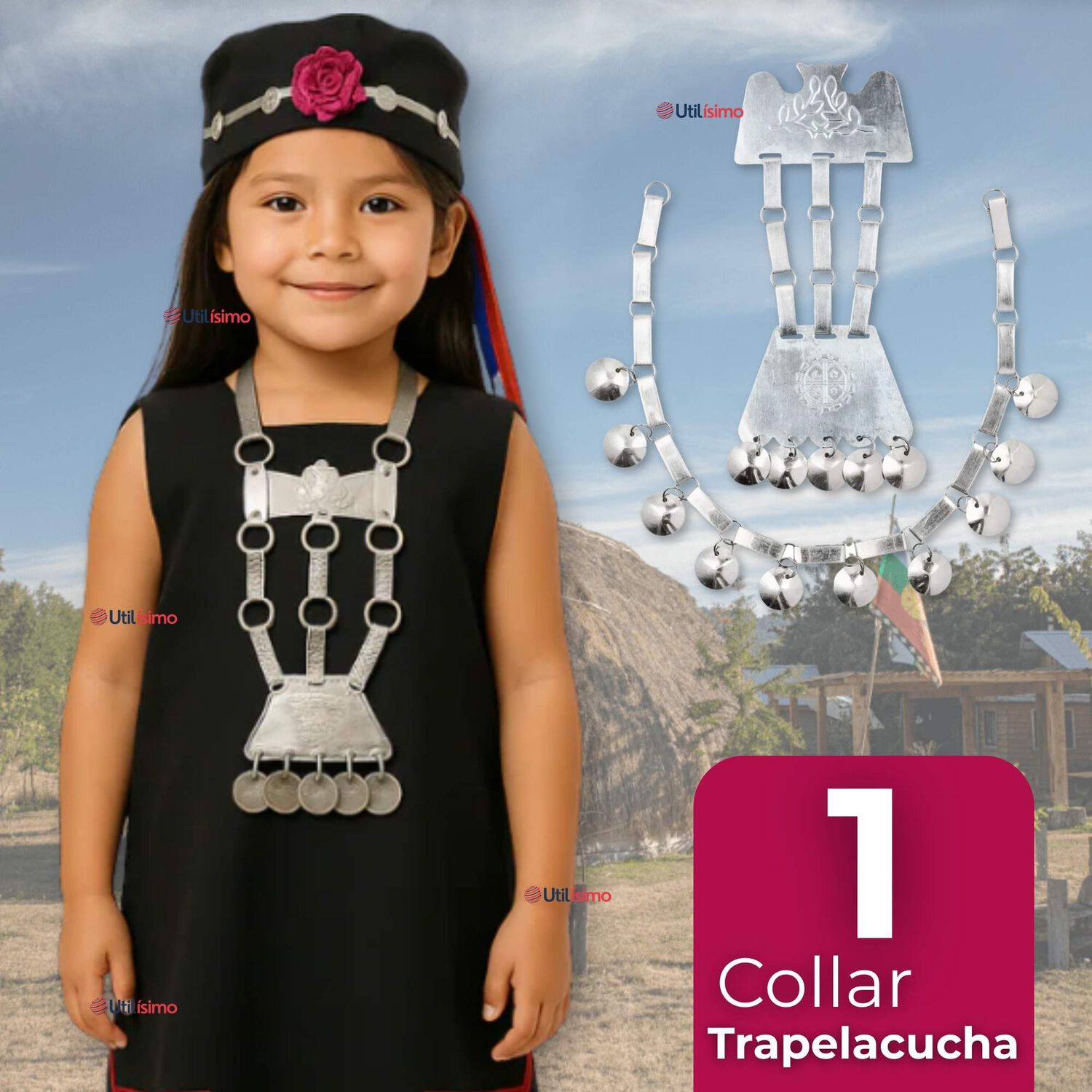 Collar Trapelacucha Mapuche Machi Aluminio Fiestas Patrias image number 0.0