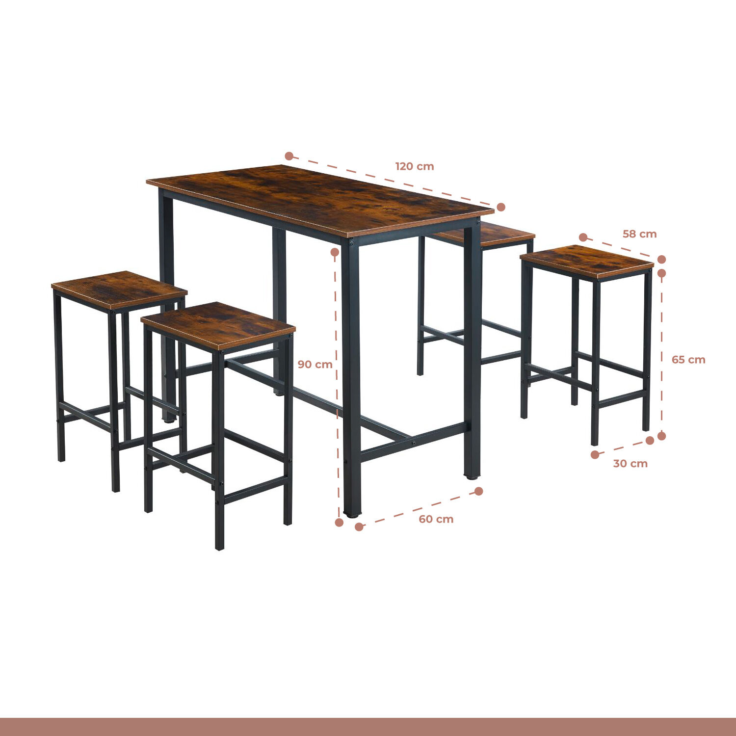 Set De Comedor Para Cocina Con Pisos Taburetes Madera Industrial image number 3.0