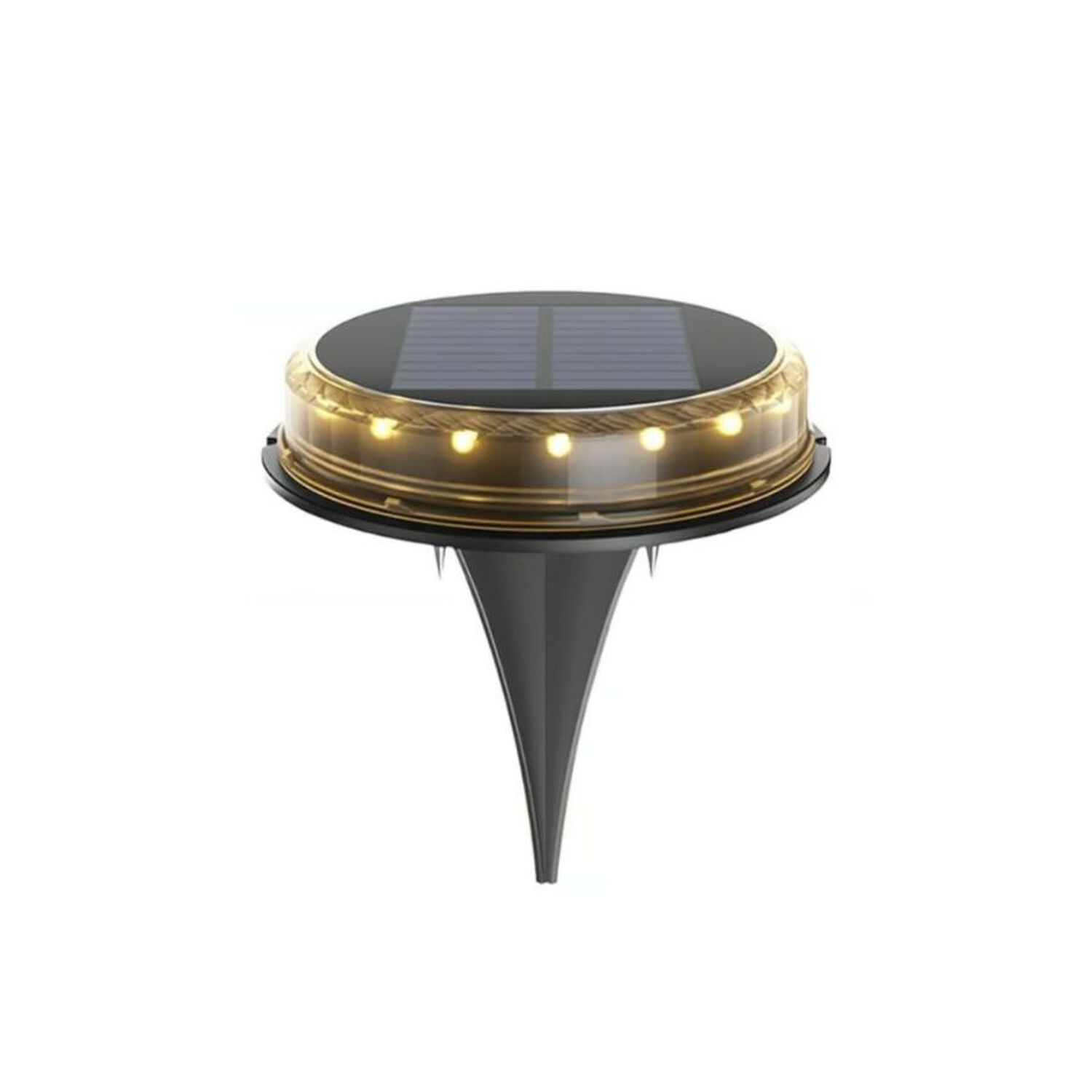 Pack 2 Lampara Disco Solar Impermeable Estaca Jardin Luz Calida image number 0.0
