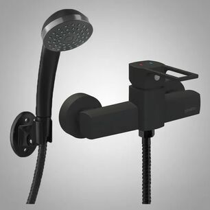 Monomando Llave Grifo Para Ducha Modelo Alatri Marca Stretto Color Negro Mate