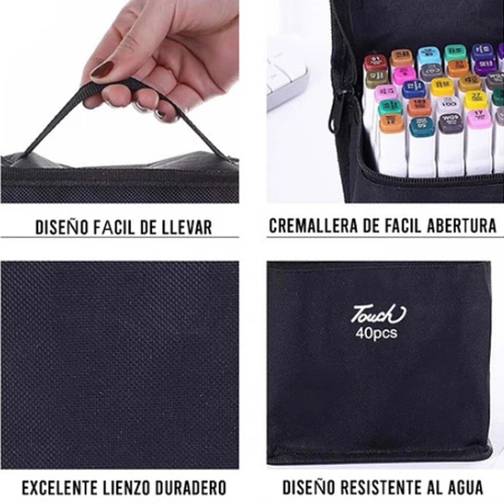 Marcadores Doble Punta Tipo Touchfive X 80 Uds Con Bolso image number 3.0