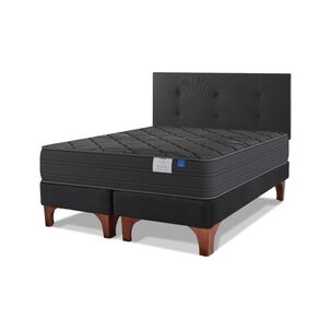 Cama Europea Flex Black / 2 Plazas / Base Dividida + Respaldo