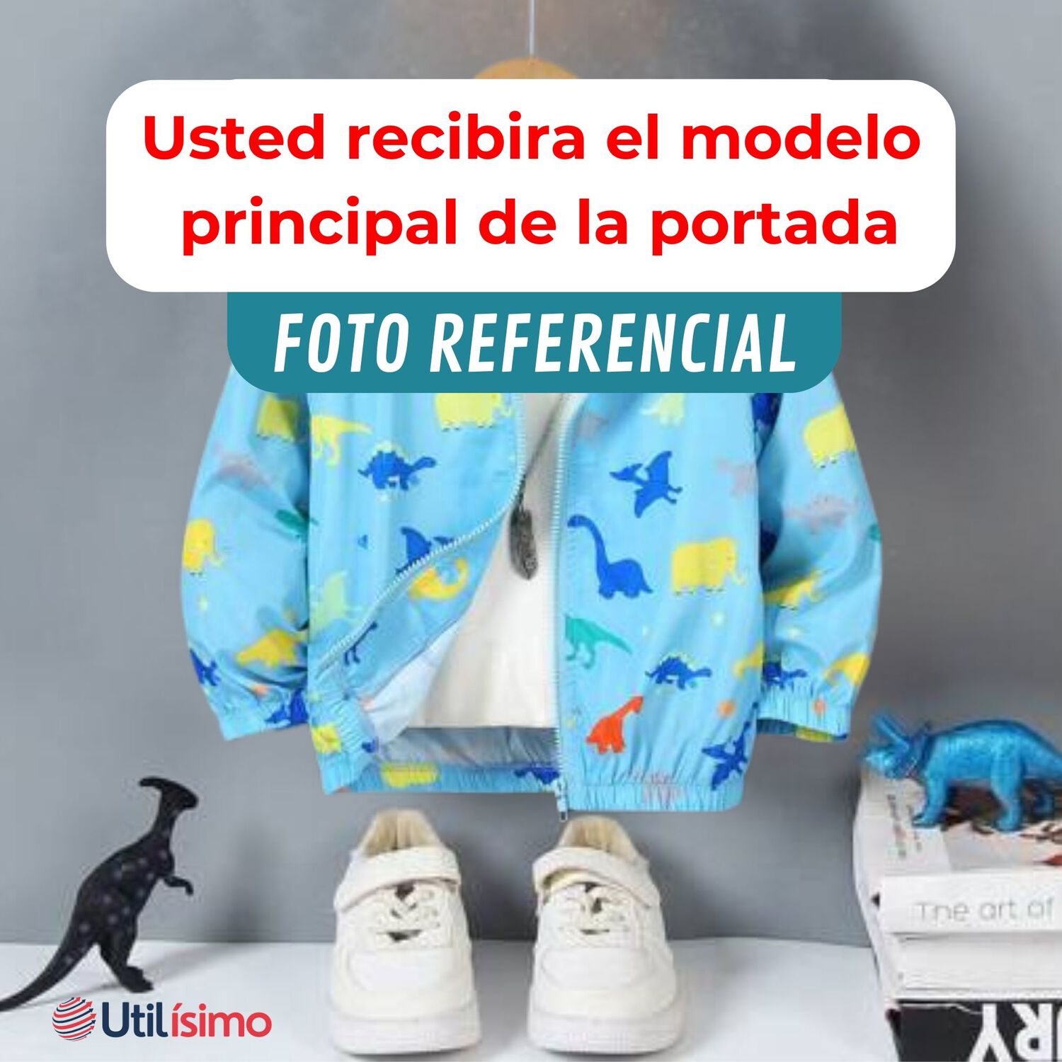 Cortaviento Impermeable Chaqueta Estampado Ni&ntilde;o Beb&eacute; Orange Colored Dinosaurs image number 6.0