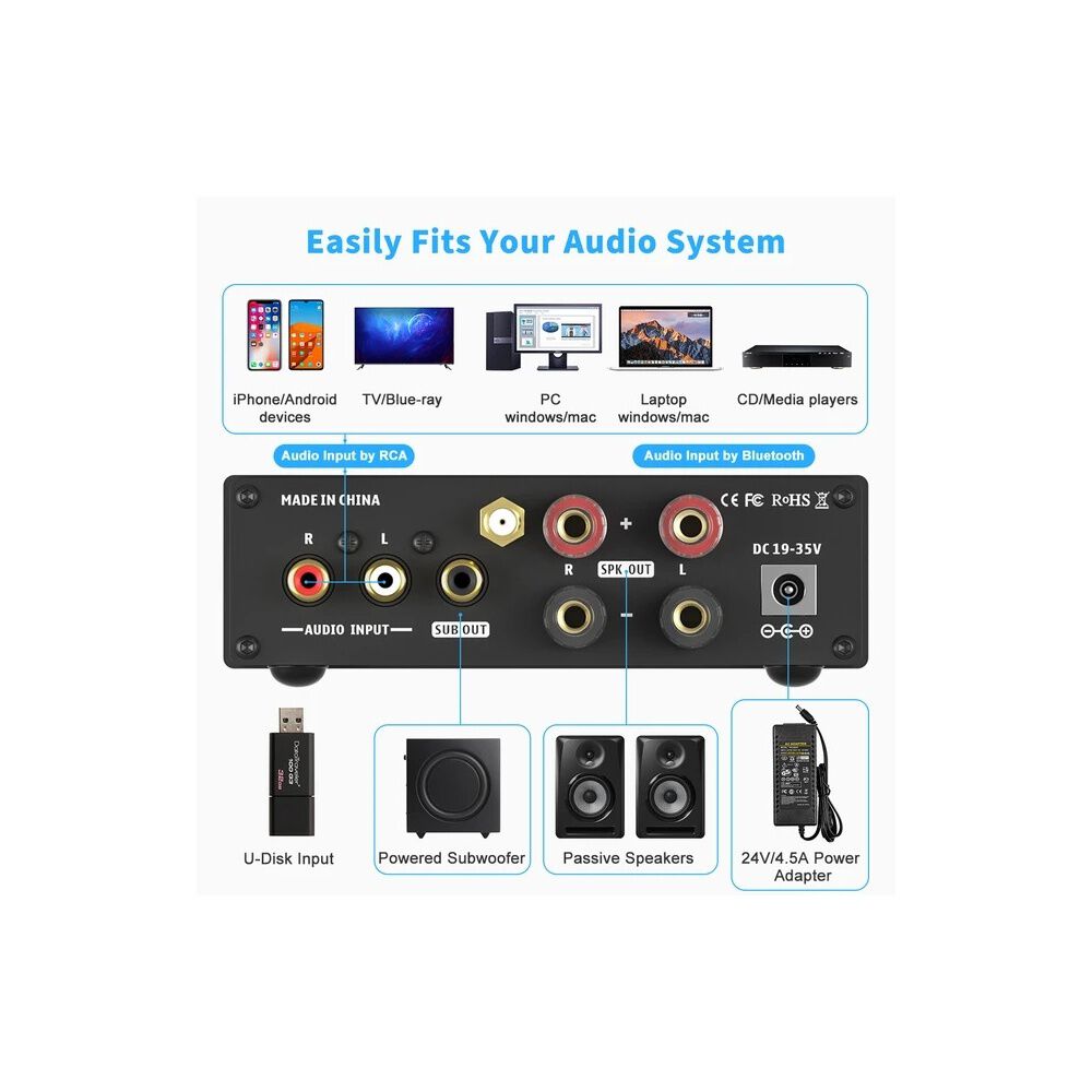 Amplificador Est&eacute;reo Bluetooth Fosi Audio Bl20c image number 3.0