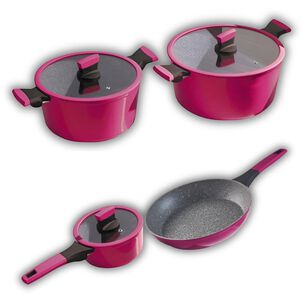 Pack Batería De Cocina Profesional Kw Marble Aluminio Cherry