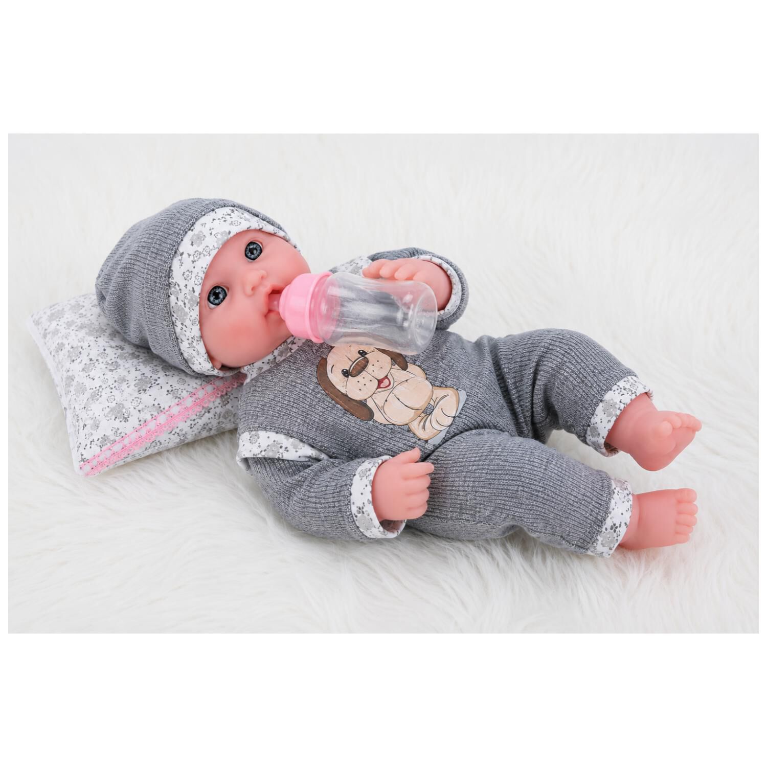 Juguete Mu&ntilde;eca Bebe 35cm Con Accesorios Gris Infantil image number 2.0