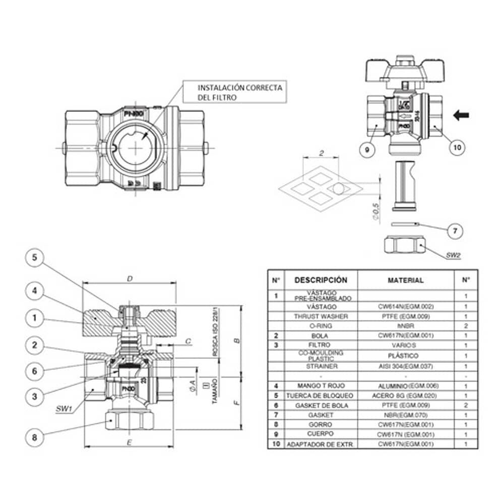 V&aacute;lvula Filtrante De Bola 1 Marca Enolgas image number 3.0