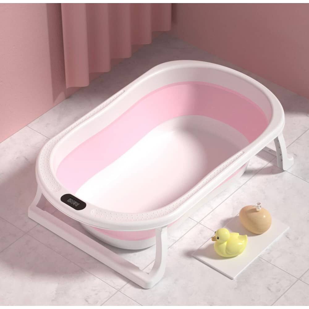 Ba&ntilde;era Rosada Plegable Beb&eacute; + Malla + Term&oacute;metro - Jagima image number 1.0