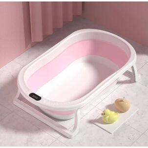 Ba&ntilde;era Rosada Plegable Beb&eacute; + Malla + Term&oacute;metro - Jagima