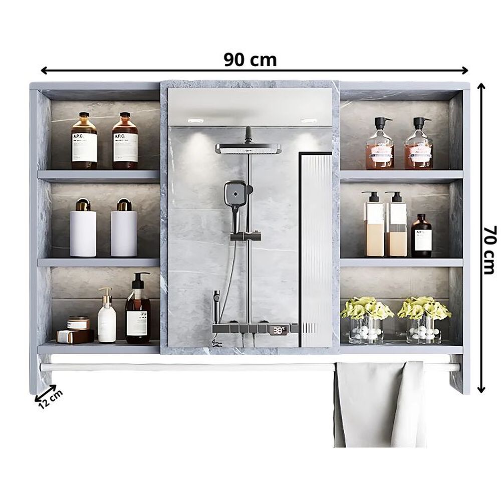 Mueble De Baño Organizador De 6 Repisas Con Espejo 90 X 12 X 70 Cm image number 1.0